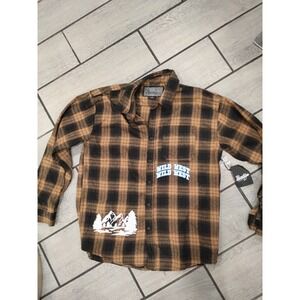 Brooklyn CLOTHING Mens Plaid Flannel Shirt Wild West Eagle Graphic Size S